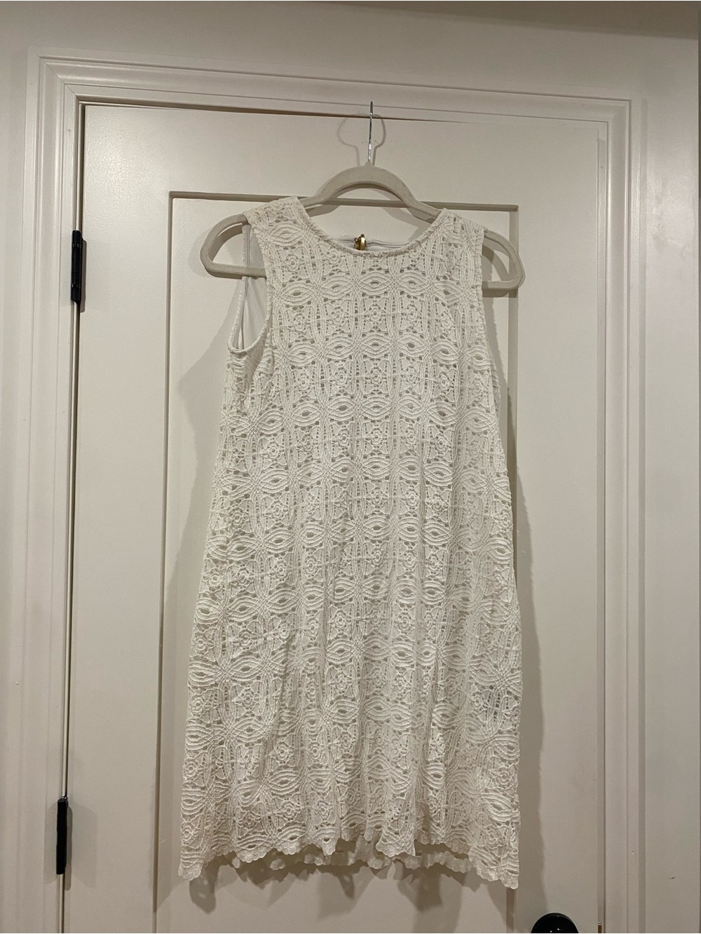 Ronni Nicole White Crochet Shift Dress